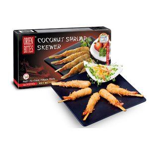 Coconut Shrimp Skewer made of Coconut flakes are added to the batter mix to give the skewers an authentic Asian flavour- orienbites